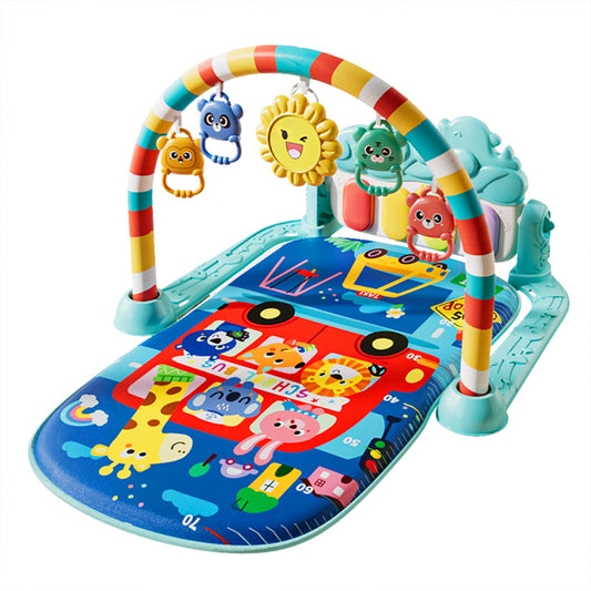 Baby Gyms Play Mats, Play Piano Gym Mat, Activity Mat for Tummy Time with 5 Infant Learning Sensory, Music and Lights for Newborns and Toddlers (Dark Blue)