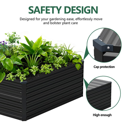 Vengarus 8x4x2FT Galvanized Raised Garden Bed Kit, Deep Root Planter Box Outdoor Large Planter Raised Beds for Planting Flowers,Vegetables and Herbs-Black