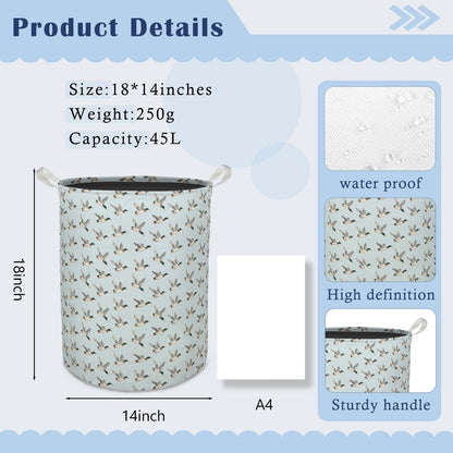 TAZSWDMM Blue Mallard Duck Nursery Laundry Basket Hamper, Flying Mallard Duck Foldable Clothes Toys Books Storage Box Bins Baskets Organizer for Baby Boys Nursery Kids Room Bathroom