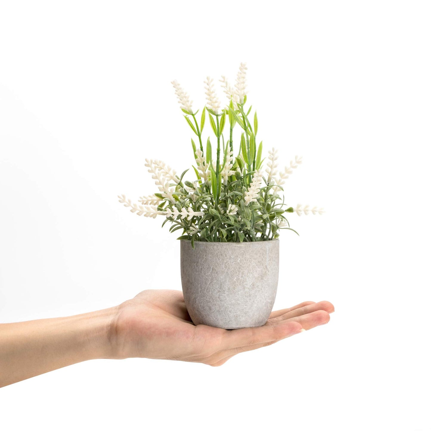 Velener Artificial Lavender Flowers(Pink/White/Purple), Small Fake Lavender Plants Pot Set of 3 - Faux Lavender Flowers for Farmhouse/Home