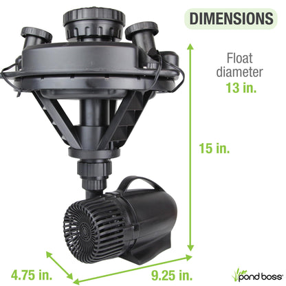 Pond Boss DFTN12003L Floating Fountain With Lights, 50 Foot Power Cord, 1/4 hp