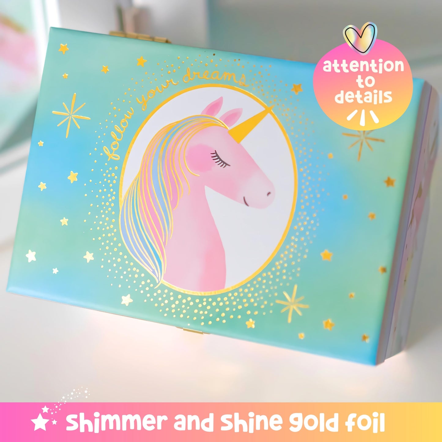 Giggle & Honey® Musical Jewelry Box for Girls - Kids Jewelry Box, Unicorn Toys for Girls 4-6, Unicorn Gifts