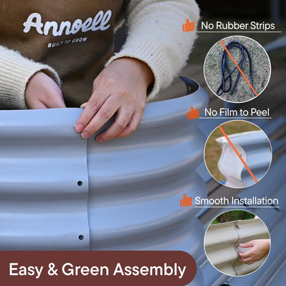 Annoell 2-Pack Galvanized Raised Garden Bed 6x2x1.5 ft, 17" Tall Metal Planter Boxes Outdoor for Vegetable, Above Ground Raised Bed Kit for Gardening, Durable Zn-Al-Mg Coated Flower Bed - Moss Green