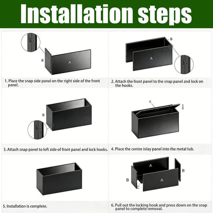 Metal Rectangular Planter, Metal Planter Box, 38" L x 13" W x 30" H Large Heavy Duty Tall Black Planter Box with Drainage Holes and Adjustable Balancing Feet Ideal for Porch, Garden, Patio, Yard