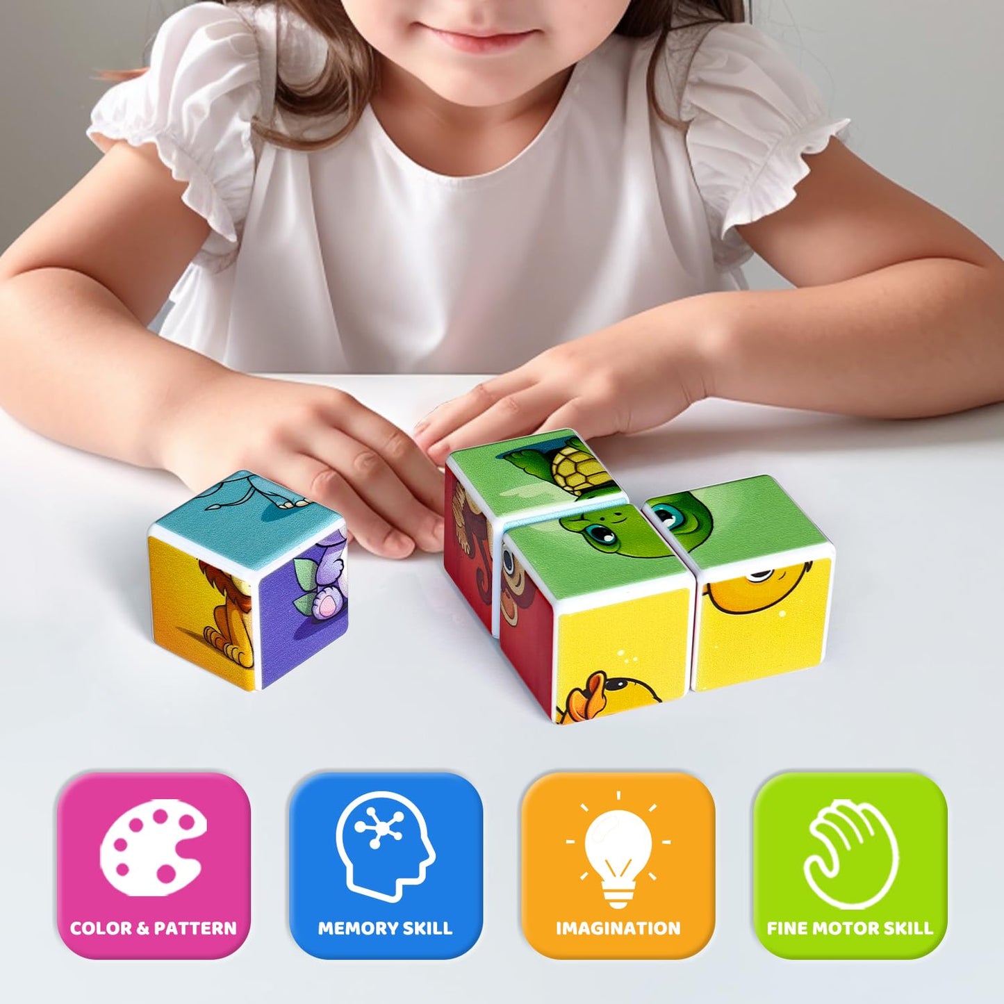 Magnetic Building Blocks & Magnetic Puzzle Toys for Toddlers, Large Building Blocks Cubes 1.65 Inches, Sensory & Montessori Toys for Boys & Girls 1 2 3 Years Old(40pcs)