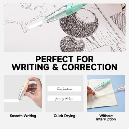 BITOSEE White Correction Tape, Retractable Refillable Correction Tape, With Smooth Pull Out Tape Applicator, Aesthetic Cute Correction Pen for Office Supplies