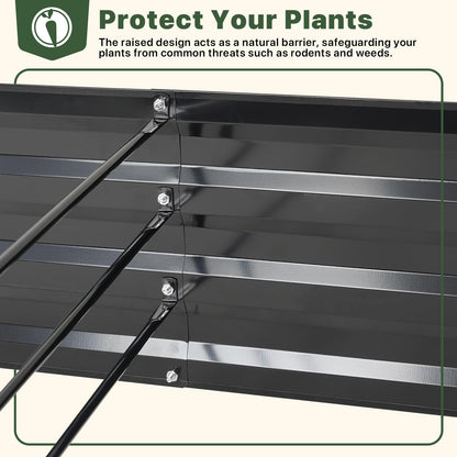 DTIG Galvanized Raised Garden Bed with Trellis, 6×3×1 FT 2 Pack Outdoor Garden Bed, Upgraded 4×3 Support, Black