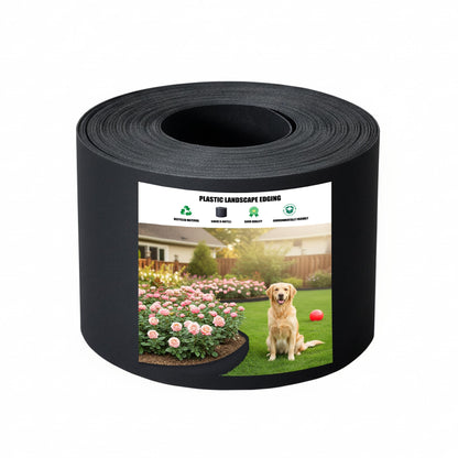 Plastic Garden Landscape Edging, 40ft Long × 5in High, Flexible PP Black Lawn Edging for Garden Borders