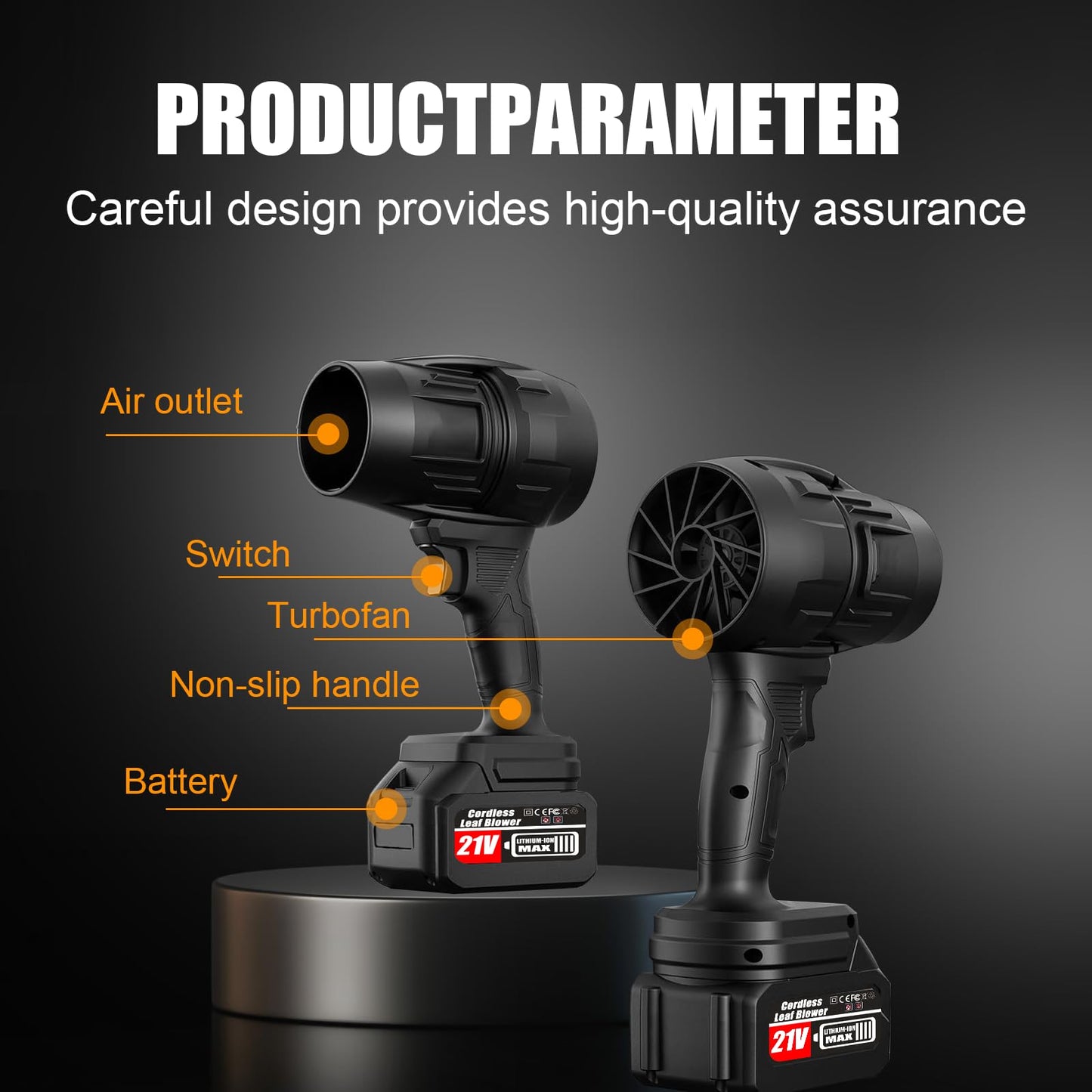 Cordless Leaf Blower with 2 x 4.0Ah Battery and Charger, 600,000 RPM Turbo Air Jet Blower, Lightweight Handheld Blower with Adjustable Speed for Patio Cleaning, Lawn Care, Car, Blowing Leaves and Dust