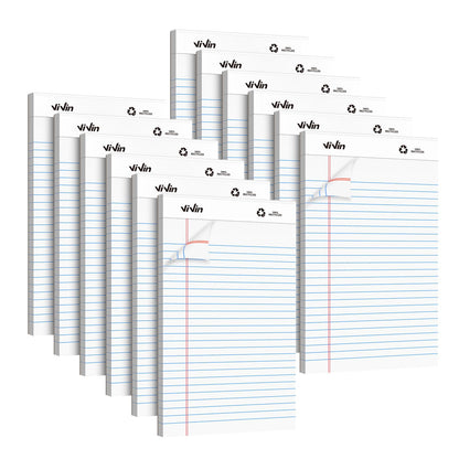 ViVin Legal Pads 5x8, 12 Pack, Narrow Ruled, 30 Sheets Per Note Pads, Perforated Writing Pad, Legal Pads Ideal for Home, Office, Business, White Paper