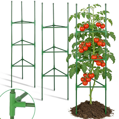 Sturdy Triangle Tomato Cage for Raised Garden Bed - 3 Sets 45'' Adjustable Garden Trellis Planters, Support for Outdoor Beans, Peppers, Cucumbers, Eggplants, Climbing Plants