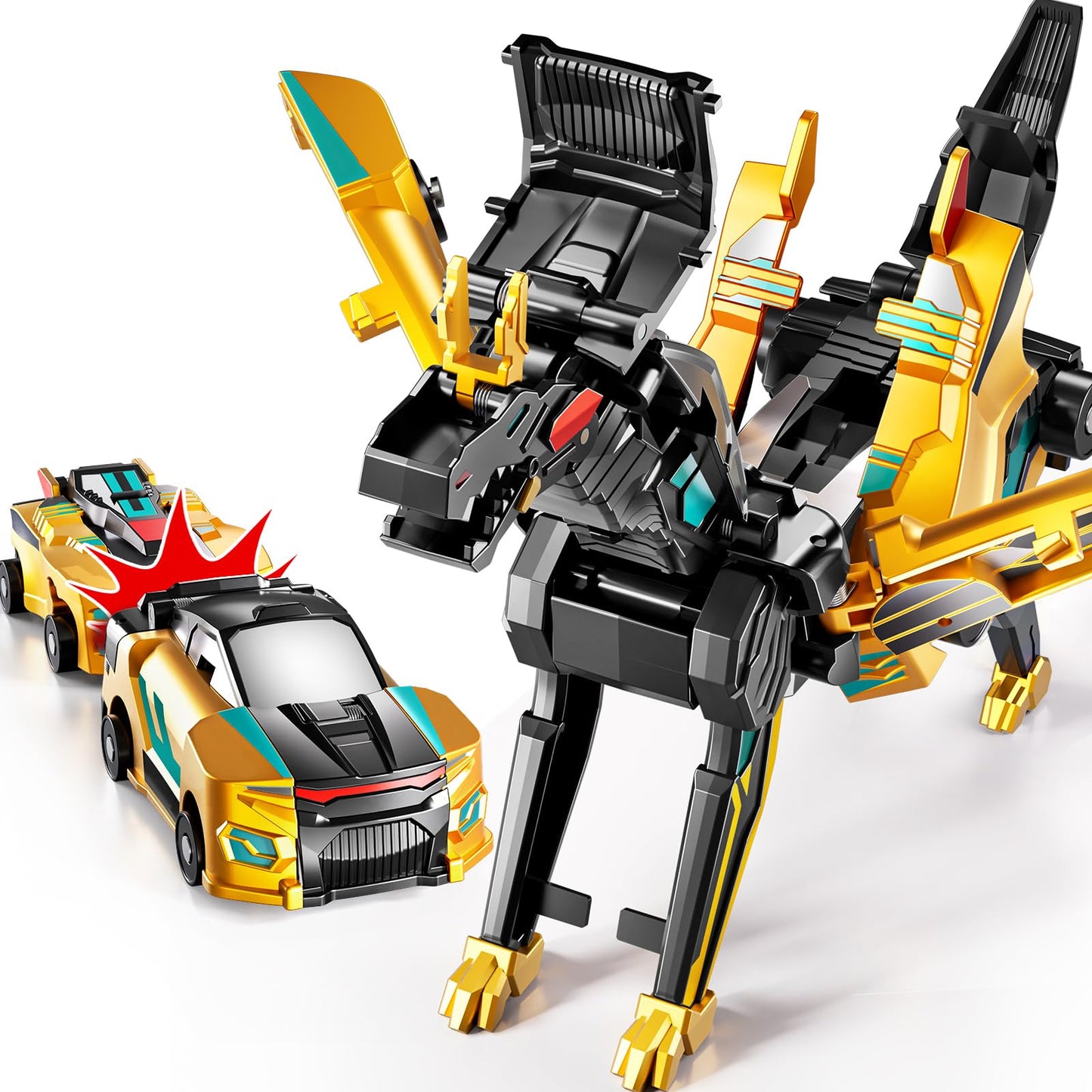KIZONLY Collision Transforming Dinosaur Car Toy, 2 in 1 Magnet Cars Transform into Dinosaur Toys, Fun Robot Dinosaur Toy Cars Birthday Gift for Kids Boys Girls Age 4-6 6-12 Year Old