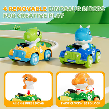 ALASOU 10 PCS Dinosaur Car Toys for 1 Year Old Boy with Playmat/Storage Bag|Baby Toys 1 Year Old Boy Gifts for Toddler Toys 1-2|1st Birthday Gift for Infant 12 18 Months