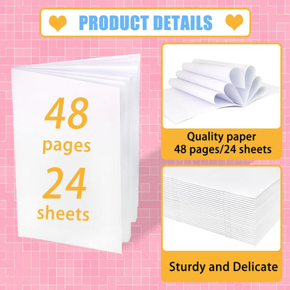 Mevlshcey 10 Pcs White Blank Notebook for Kids - 5.5 x 8.5 Inches - Unlined Journal & Sketchbook for Writing, Drawing, Storytelling, 24 Pages, Perfect for School, Home, Art Projects, and Gifts