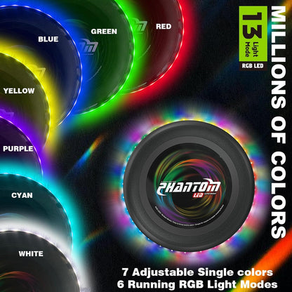 StyleBoon Flying Disc with Million Colors, 10.6 Inch 13Lighting Modes 41 Bright Waterproof Flying Ring,Camping for Kids Teens Adults Boys Girs, Perfect forAges 6+, Gift for Kids, Black