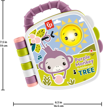 Fisher-Price Baby Toy Purple Monkey Musical Storybook with Lights & Sounds for Infants & Toddlers Ages 6+ Months