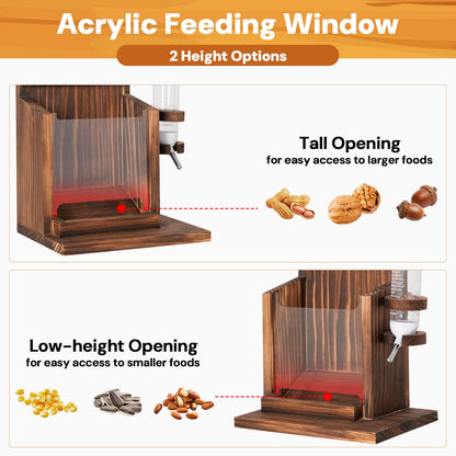 Squirrel Feeder, Squirrel Picnic Table Feeder with Water Feeder, Wooden Squirrel Feeders for Outside, Squirrel House for Corn Peanut