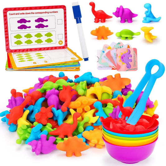 Counting Dinosaurs Montessori Toys for 3 4 5 Years Old Boys Girls Toddler Manipulatives Preschool Learning Activities Kindergarten Educational Sensory Fine Motor Skills Toys for Kids Ages 2-4 3-5 4-8