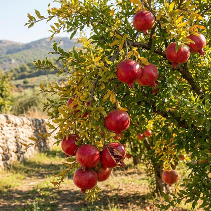 Wonderful Pomegranate Live Plant, Sweet Pomegranate Seedlings from 4 to 6 Inches Tall, Red Fruit Tree for Patios and Gardens