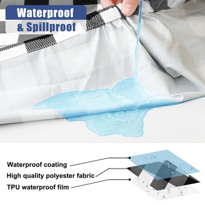 Smiry Picnic Table Cloth 6 Pack, Waterproof Elastic Fitted Tablecloths for 24x48 Rectangle Tables, Washable Polyester Buffalo Plaid Tablecloth for Camping, Dining & Outdoor (Black & White, 24" x 48")