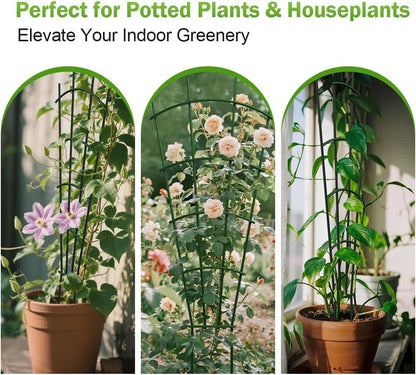 DOLEMODUO 4-Pack Metal Trellis for Potted Plants, 43" Heavy Duty Garden Trellis for Climbing Plants, Rustproof Powder Coated Indoor/Outdoor Trellis for Climbing Vines, Flowers, Houseplants