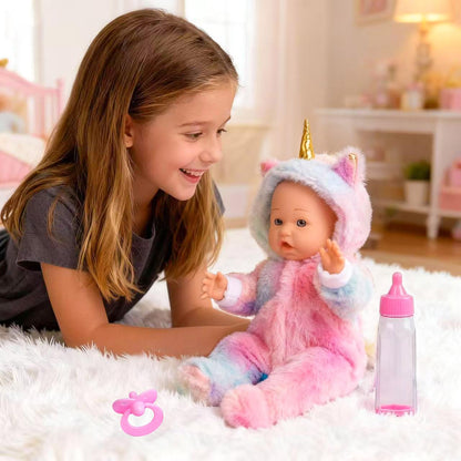 12 Inch Baby Dolls with Unicorn Clothes In Gift Box, With Doll Accessories Unicorn Onesie Clothes Feeding Bottle Pacifier Blanket, Play Set Toy for 3 4 5 6 Years Toddlers, Christmas Birthday Ideal