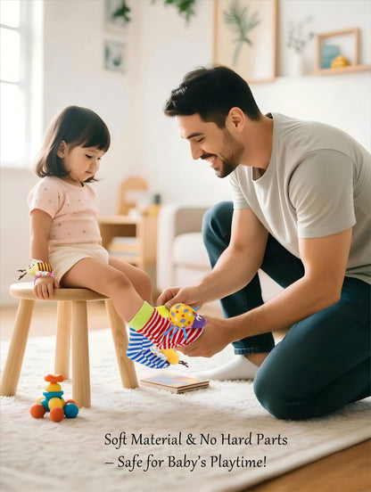 Wrist Rattles Foot Finder Rattle Sock Baby Toy, Rattle Toy, Arm Hand Bracelet Rattle, Feet Leg Ankle Socks, Activity Rattle Present Gift for Newborn Infant Babies Boy Girl Bebe (8 pcs-A)
