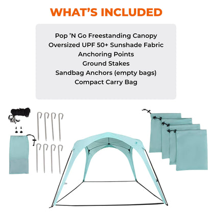 Pop ’N Go® Beach Canopy – Windproof, Beach Tent with Quick Setup, UV Shade, Lightweight & Portable Design – Perfect for Beach Days, Outdoor Play, Camping & Family Adventures (Sweet Mint)