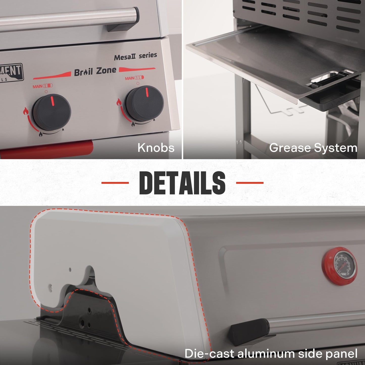 Monument Grills 4 Burner Propane Gas Grill with Advanced Broil Zone, Stainless Steel Outdoor Mesa 2 Barbecue Grill, Foldable Side Shelves, 500°F in 5 Mins, Assembles in 30 Minutes, Mesa II 410FBZ
