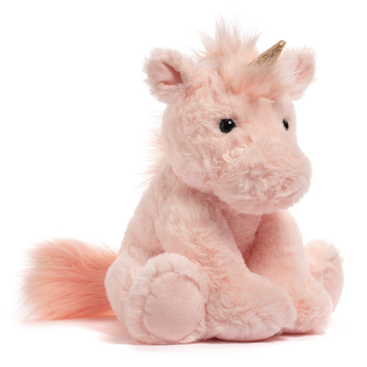 Laila and Lainey Pink Unicorn Stuffed Animal – 10” Fluffy Plush Unicorn with Gold Sparkly Horn for Girls
