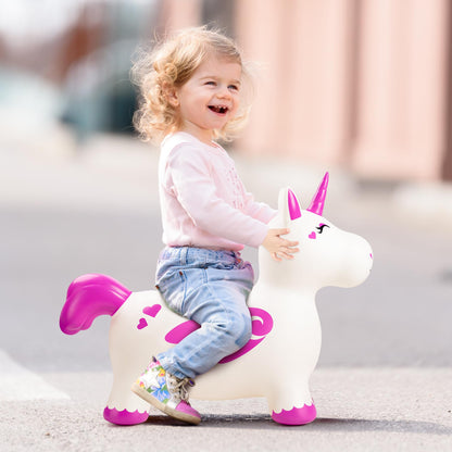 EVERICH TOY Bouncy Horse Unicorn Toys for Kids, Inflatable Bouncing Animal Hopping Toys, Outdoor Indoor Ride On Bouncer, Boys Girls Birthday Gift for 18 Months 2 3 4 5 6 Years Old Toddler