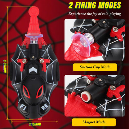 Spider Web Shooters,Web Shooter with Gloves, String Launcher Toy with Real Silk Reel-in Action, Web Launcher Spider String Shooter Toy, Web Shooter with Gloves