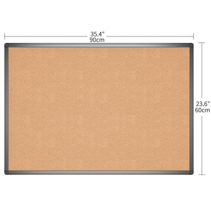 VIZ-PRO Cork Notice Board, 36 X 24 Inches, Cork Bulletin Board with Black Aluminium Frame