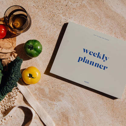Papier Joy Weekly Desk Planner - Beige | 1 Page Per Week | Weekly Plan Section & Next Week Notes | TearOff Design | Table Top Office Essentials | 52 Sheets | Undated | Time Management & Organizer Gift