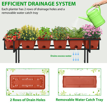 Vrisa Elevated Raised Garden Bed Outdoor with Legs 43x17x29 in Plastic Standing Planter Box with Storage Shelf and Wheels Vegetables Herbs Flowers Gardening Boxes for Backyard, Patio, Balcony, Black