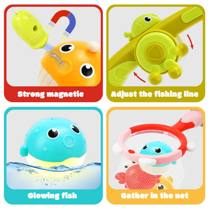 Light Up Toddler Bath Toys for Kids Ages 1- 3,7PC No Holes Baby Shower Bath Toys Set,Fun Magnetic Fishing Game Bathtub Toy,Birthday for Baby Boys Girls 1 2 3 4 5 6 Old Year