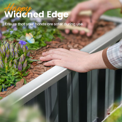 KING BIRD Raised Garden Bed 68"x 36"x 12" Galvanized Steel Metal Outdoor Garden Planter Box Kit with 2 Pairs of Gloves (Dark Grey)