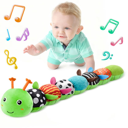 LIGHTDESIRE Baby Toys 6-12 Months Musical Caterpillar,Stuffed Animals Infant Toys 0-6 Months Sensory Toy with Ruler Design,Crinkle&Ring Bell,Baby Teething Toys Tummy Time Gifts Easter Basket Stuffer