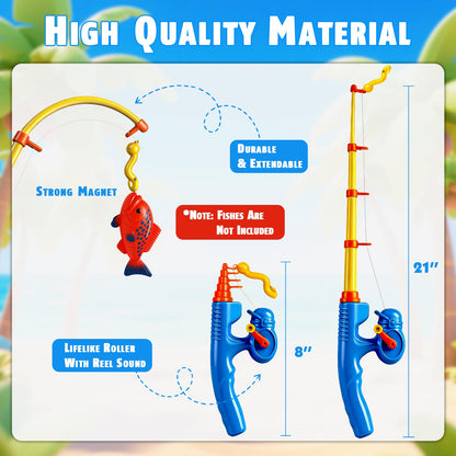 CozyBomB™ Magnetic Fishing Toy Pole 2 Pack for Replacement | No Fishes are Included, Bathtime Carnival for Toddler Education Teaching, Party Fishing Poles Rod Ocean Sea Animals Birthday Gift (X-Large)