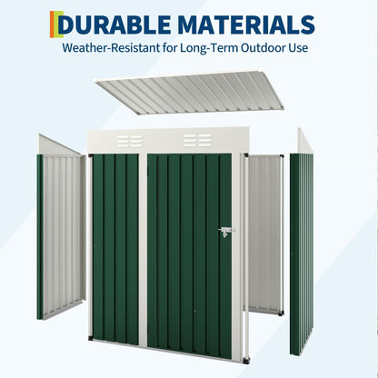 5×3FT Outdoor Metal Storage Shed, Garden Tool Metal Shed with Lockable Doors, Anti-Corrosion Storage House with Sloping Roof for Backyard Garden Patio Lawn