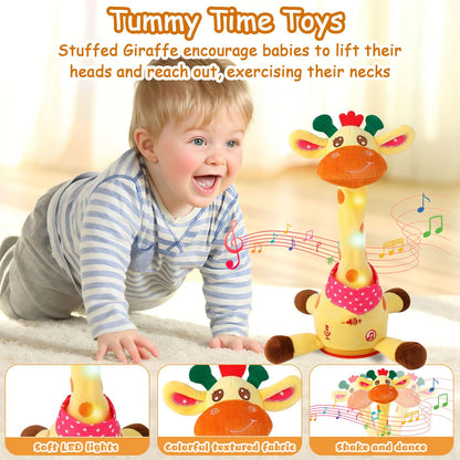 Dancing Talking Musical Giraffe Toy, Tummy Time Toy with Volume Adjustment, Singing Giraffe Stuffed Animal 10 Children's Songs Light Up Toys, Repeating What You Say, Baby Easter Basket Stuffers Gifts