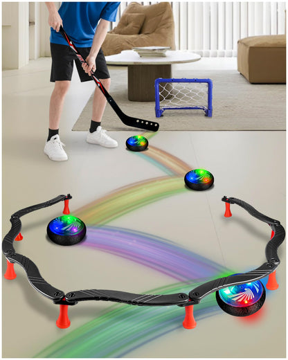 SPORTY PLAY Hockey Stick Handling Trainer – Adjustable Hockey Training Equipment Set with Hover Soccer Ball, Mini Goal & Sticks – Improve Skills & Coordination for Kids & Teens