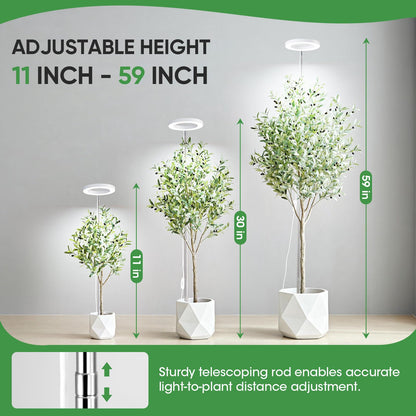 PlantaPulse Grow Lights for Indoor Plants, 72 LED 6500K Full Spectrum, 59in Tall Plant Light, 3 Color Grow Lamp with Rotating Gooseneck, 8/12/16H Timer, 10 Brightness Levels, Height Adjustable