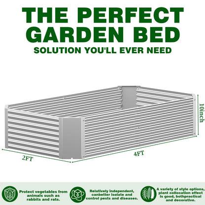 Annzoe 3 Pcs 4 x 2 FT Galvanized Steel Raised Garden Bed – Outdoor Planter Box for Root Vegetables, Herbs & Flowers, Large Metal Garden Beds for Backyards, Terraces and Balconies