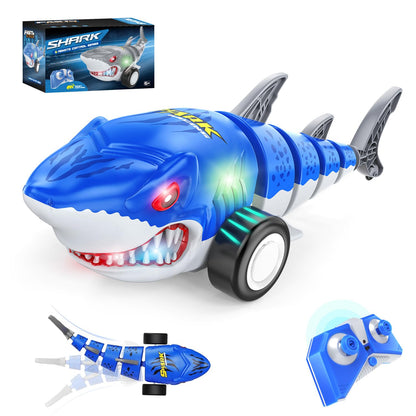 HAHAone Remote Control Shark Car,rc Cars,Toys for Kids Age 4 5 6 7 8 12 with Swinging Tail, LED Lights, Toddlers Birthday for Boys and Girls,juguetes para niños (Blue)