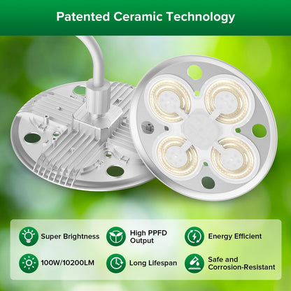 SANSI Grow Lights for Indoor Plants, 100W Full Spectrum Tall Plant Lights for Indoor Growing, 47"-70" Standing Grow Light with Remote Control 5 Level Dimmable 10200LM 8/12/14H Auto On/Off Timer