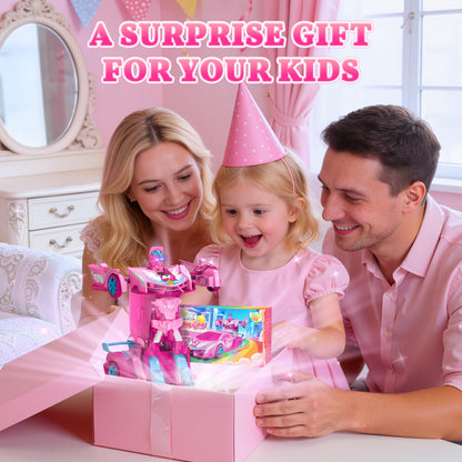Unicorn Transform RC Cars for Girls Toys with Rainbow Eyes & Underbody Lights, Fast 360°Rotation&2.4GHz Robot Remote Control Car One-Button Deformation,Kids Toys Birthday Gifts for 3-12 Year Old Girls
