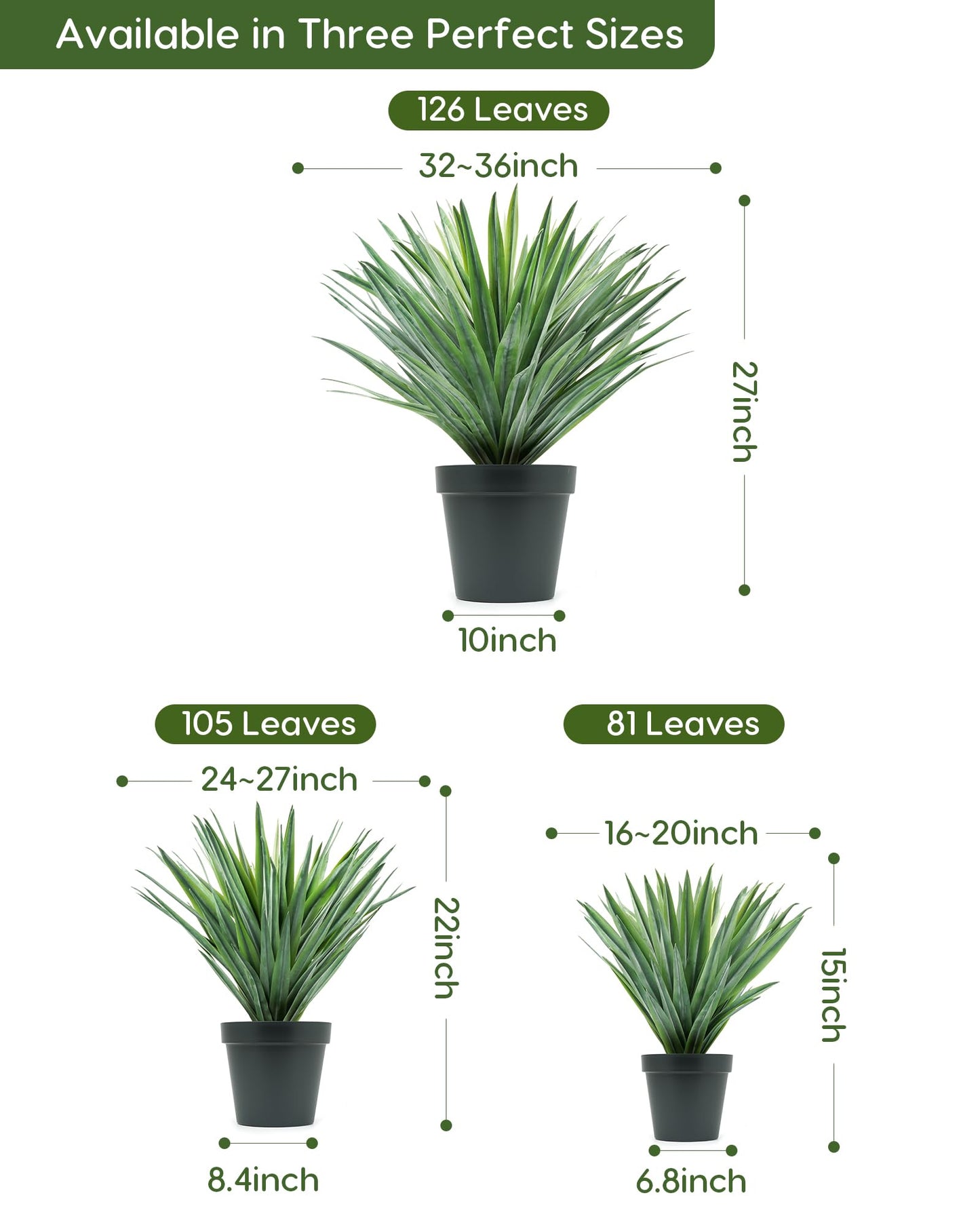 Velener Artificial Agave Plant in Black Pot with Real Stone Pebbles, Large Fake Agave Plants for Indoor and Outdoor-15 inches Tall, 81 Leaves