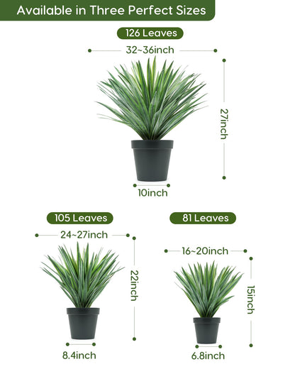 Velener Artificial Agave Plant in Black Pot with Real Stone Pebbles, Large Fake Agave Plants for Indoor and Outdoor-15 inches Tall, 81 Leaves