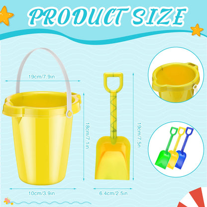 Didaey 7.5 Inch Beach Buckets and Shovels Plastic Sand Pails Castle Building Sand Shovel for Boys and Girls Summer Beach Toys Party Favors(24 Set)